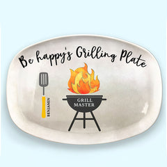 Daddy's Grilling Plate - Family Personalized Custom Platter - Father's Day, Birthday Gift For Dad