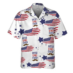 Best Dad Ever American Flag Star Mustache Hawaiian Shirt
