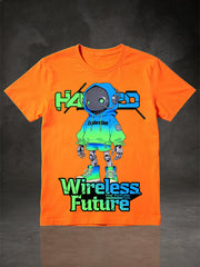 Hacked Wireless Future Robot Cyberpunk Graphic T-Shirt