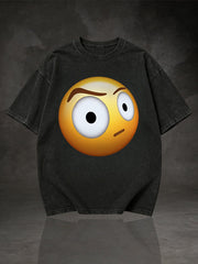 Men's Side-Eye Suspicious Emoji Graphic Short Sleeve T-Shirt