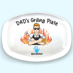 Daddy Grill Legend - Family Personalized Custom Platter - Father's Day, Birthday Gift For Dad