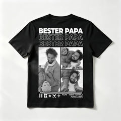 Custom "BESTER PAPA" T-Shirt – Personalized Multi-Photo Grid Tee – Unique DIY Father's Day Gift for Dads