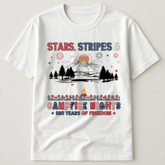 Stars Stripes & Campfire Nights 250 Years Of Freedom Camping Crew - Personalized Shirt