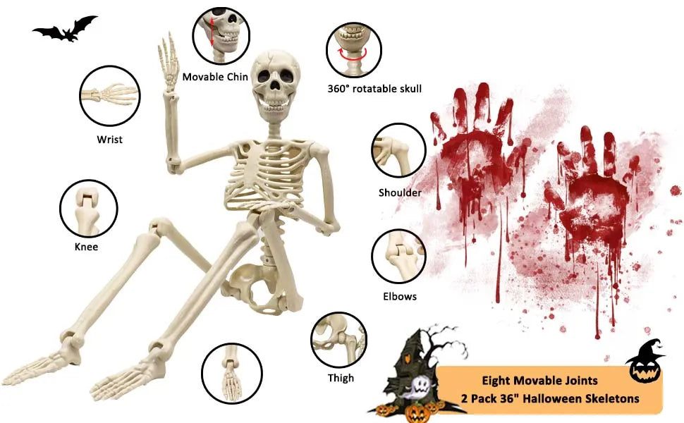 36 in life size posable skeleton, two per set - product photo 4 of 12