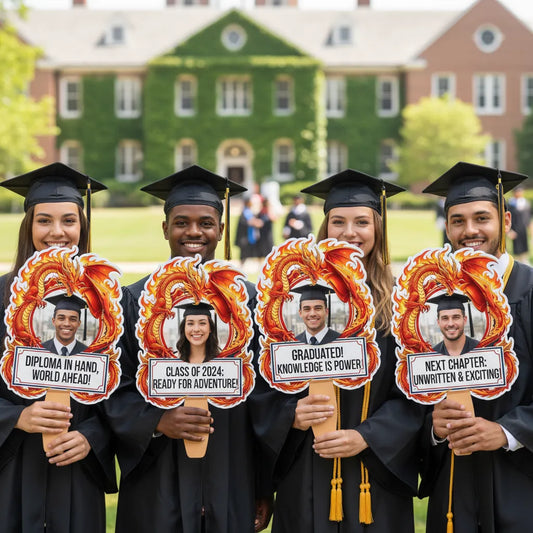 Custom Vintage Giant Dragon Photo Graduation Gift - Personalized Graduation Fan