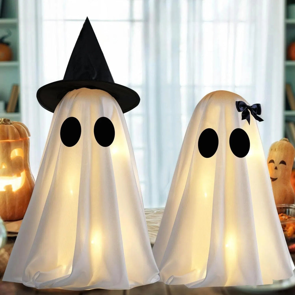 two light-up fabric ghosts in two heights - product photo 3 of 10