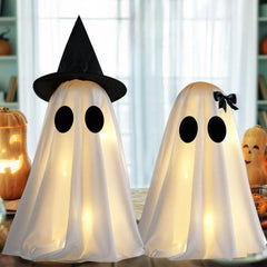 two light-up fabric ghosts in two heights - product photo 3 of 10