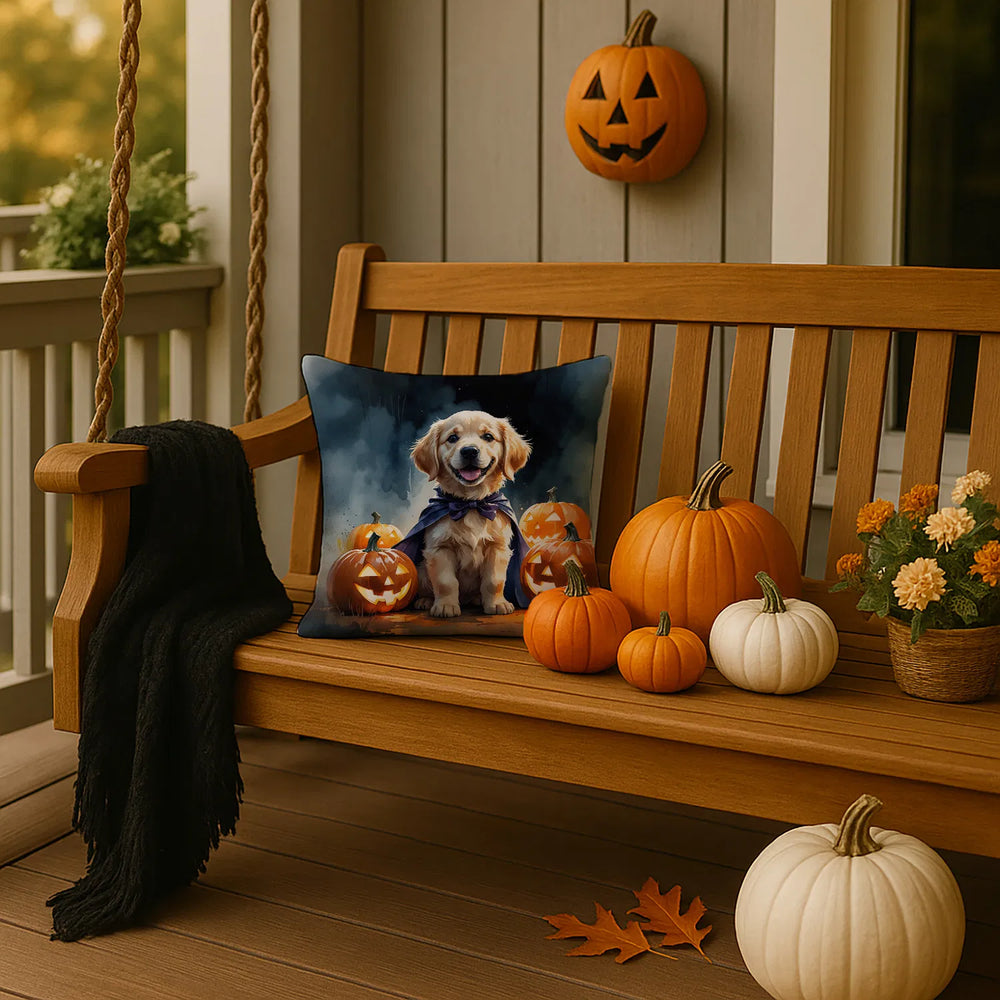 golden retriever halloween throw pillow with insert - product photo 2 of 8