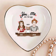 Custom You, me, and the dogs Personalized Heart-Shaped Jewelry Tray
