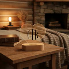 Circle Monogram Acrylic Heart-Shaped Plaque