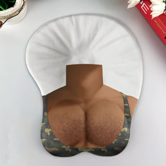 Novelty Ergonomic Mouse Pad with Wrist Support, Funny 3D Muscular Man Chest Design, Perfect Gag Gift