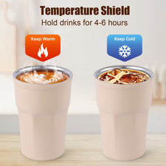 350ml Double Wall Vacuum Insulated Coffee Cup - BPA-Free Leakproof Lid & Strap, Reusable Thermal Mug for Hot/Cold Beverages, Neutral Beige