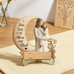 Custom Moon & Daughter Wooden Plaque – Personalized Mother’s Day Bedside Decor – Thoughtful Gift for Mom and Daughter