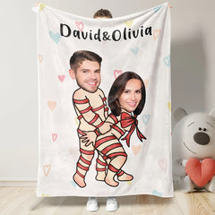 Custom Faces and Names Blanket Personalized Photo Gifts for Him
