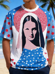 Vintage Virgin Mary Pop Art Polka Dot Graphic T-Shirt