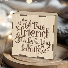 Personalized wooden photo box with waterfall-style flip cover panel - perfect for wedding, anniversary, or couple's photo storage gifts. The interior can hold souvenirs.