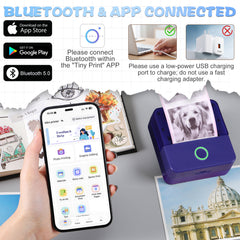 Mini Portable Bluetooth Thermal Printer | Inkless Pocket Sticker & Photo Printer for Notes, Lists & DIY Art