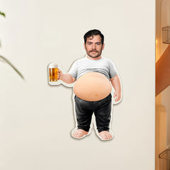 Cartoon Beer Belly Guy Standing With Beer Glass Fridge Magnet