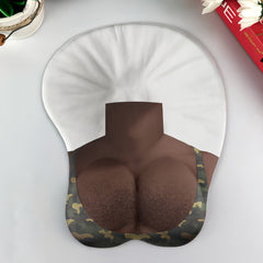 Novelty Ergonomic Mouse Pad with Wrist Support, Funny 3D Muscular Man Chest Design, Perfect Gag Gift