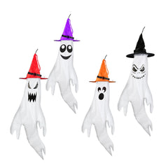 four ghost windsocks with witch hats and LED light strings - product photo 8 of 9