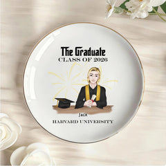 Custom I've graduated Personalized Round Jewelry Dish
