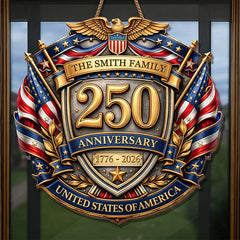 Custom Wood Sign - Personalized America 250th Anniversary Gifts For Mom, Dad, Brother, Sister, Kids - Courage Built Our Legacy