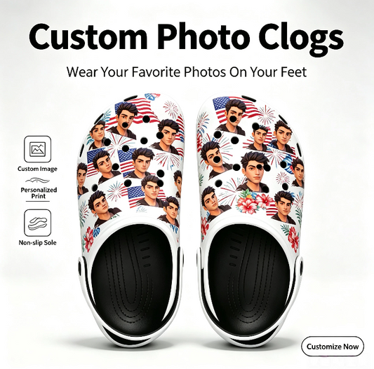 Multiple printed swimming slippers, with custom patterns on the upper part