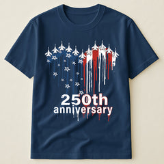 American Flag Fighter Jet Drip Design 250th Anniversary T-Shirt, Patriotic Fourth of July Shirt