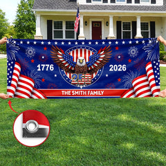 Custom Horizontal Banner - Personalized America 250th Anniversary Gifts For Mom, Dad, Brother, Sister, Kids - Family Together Always