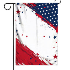 Custom Brush Stroke USA Star Garden Flag, Abstract Red White Blue Patriotic Yard Flag Customizable 4th July Outdoor Sign
