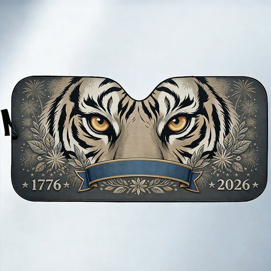Personalized Family Name 250 Years of Freedom Tiger Eyes Sunshade - 1776-2026 Anniversary Edition