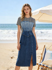 Unique patchwork denim breathable dress, new spring/summer 2026 style