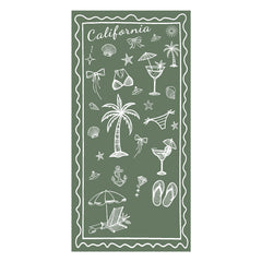 California Coastal Doodle Red & White Beach Towel