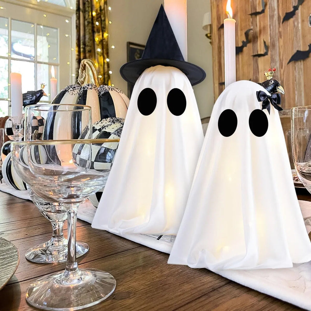 two light-up fabric ghosts in two heights - product photo 7 of 10