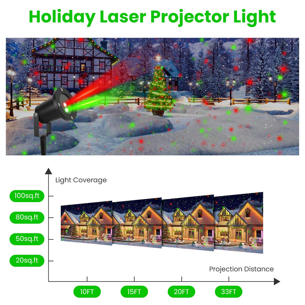 outdoor red and green laser projector light with remote - product photo 4 of 11