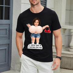 Customized cotton short-sleeved photo shirt - Personalized Anniversary Wedding Gifts For Husband And Wife, Him And Her - Squeeze Me, I Miss You