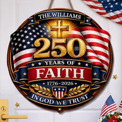 Custom Wood Sign - Personalized America 250th Anniversary Gifts For Mom, Dad, Brother, Sister, Kids - Strong Roots Bright Future