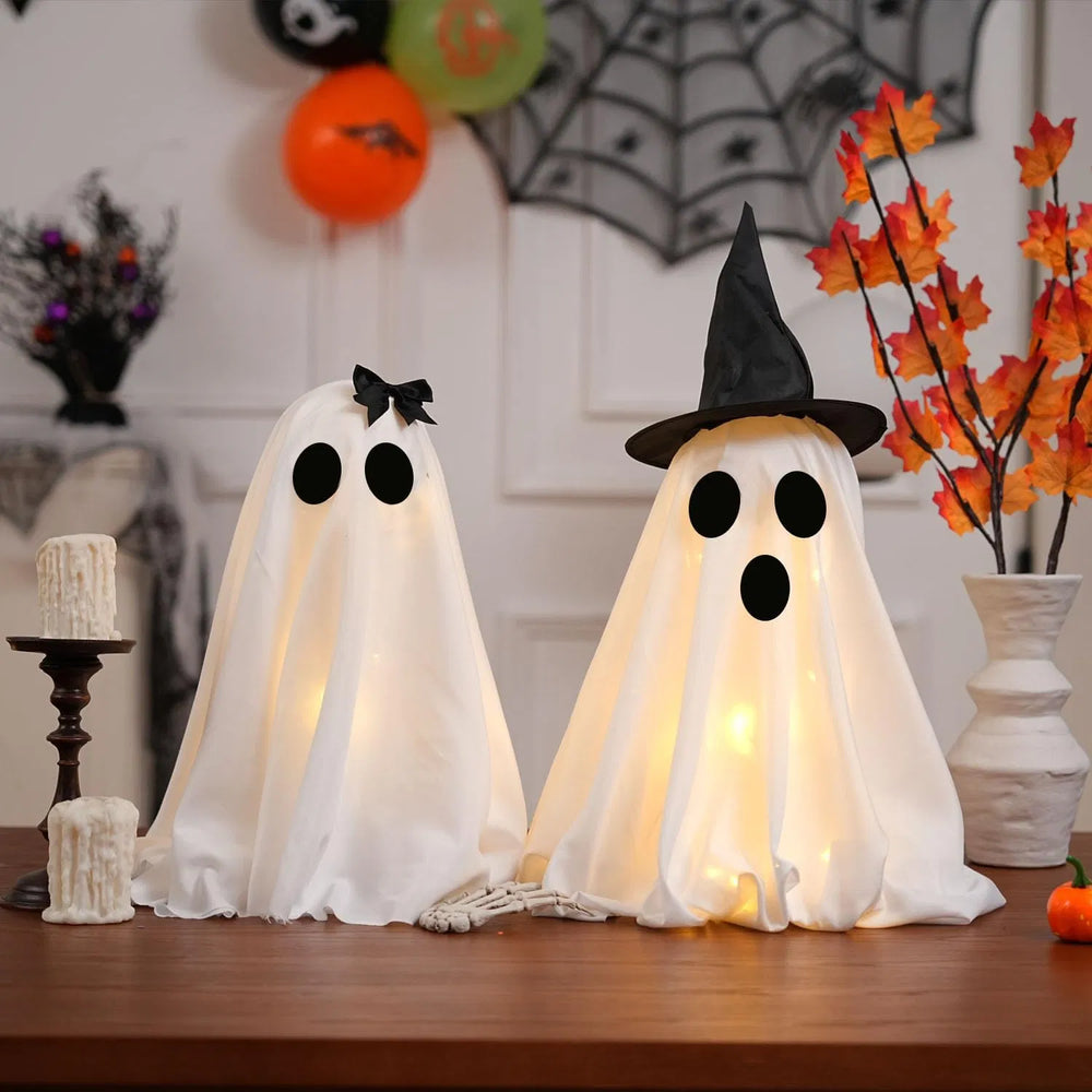 two light-up fabric ghosts in two heights - product photo 2 of 10
