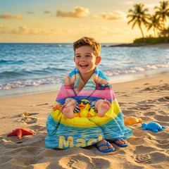 Personalized Boy Beach Towel with Face & Name, Funny Pool Float Vacation Gift, Birthday Gift .