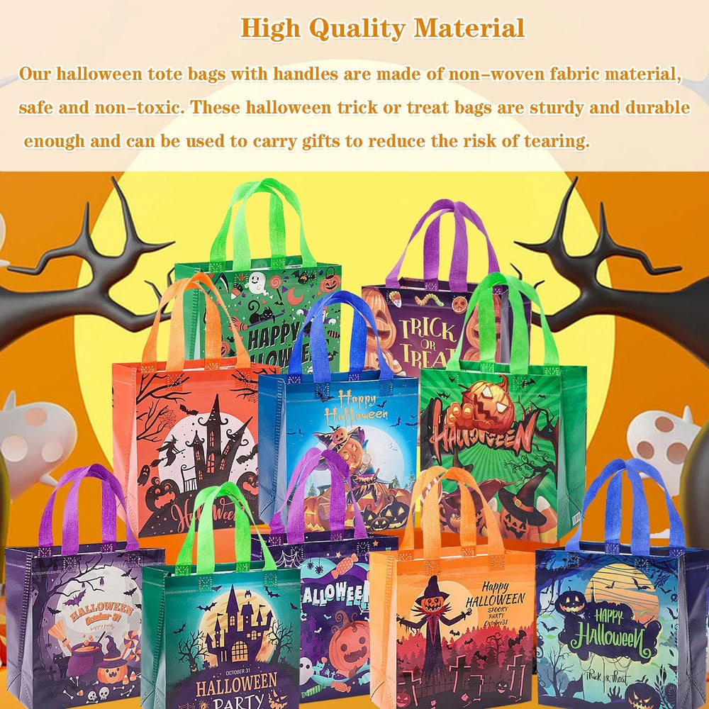 twelve non-woven trick or treat tote bags in twelve designs - product photo 5 of 7