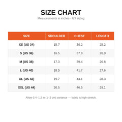 Cheeky tops size chart - S to 2XL measurements