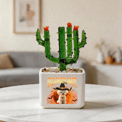Customized Halloween Bootleg Pet Portrait Crystal Glass Cactus Ornament