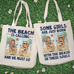 Life's A Beach & We're Just Enjoying The Waves - Bestie Personalized Custom Tote Bag - Summer Vacation Gift For Best Friends, BFF, Sisters