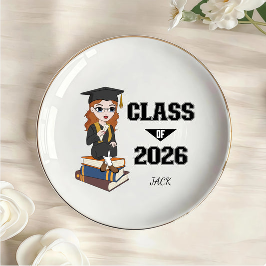 Custom Class of 2026 Personalized Round Jewelry Dish