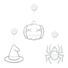 3 pack lighted window hangings in spider, witch hat and pumpkin - product photo 10 of 10