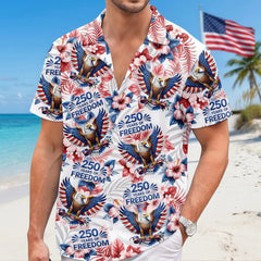 USA 250 Years of Freedom Bald Eagle Tropical Floral Hawaiian Shirt