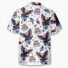 1776‑2026 250 Years of Freedom Eagle Flamingo Palm Tree Aloha Shirt