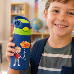 Custom Kids Insulated Water Bottle - Personalized Back To School Gifts For Kids - New Year New Adventures