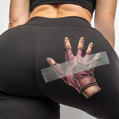 Custom Name Pink Leggings – Personalized Leggings with Hand & Tape Graphic for Women, High Waist Yoga Pants