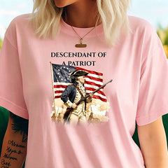 Custom Descendant of a Patriot T-shirt, American Revolutionary War Ancestry Heritage Family Name Tee